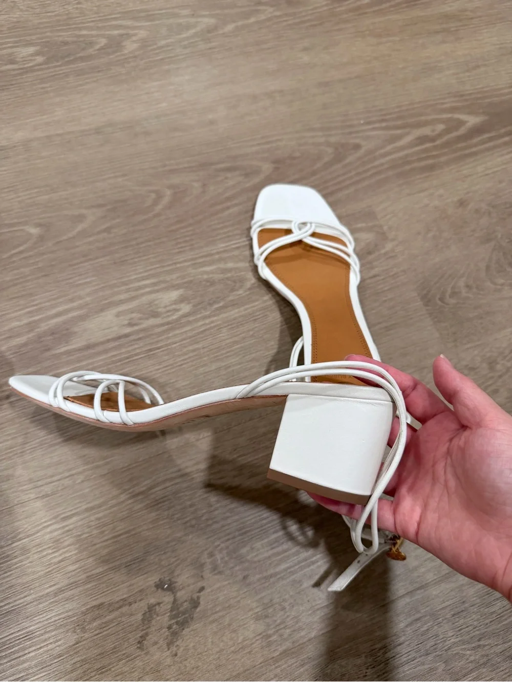 New Tory Burch White Strappy Square-Toe Lace-Up Sandals